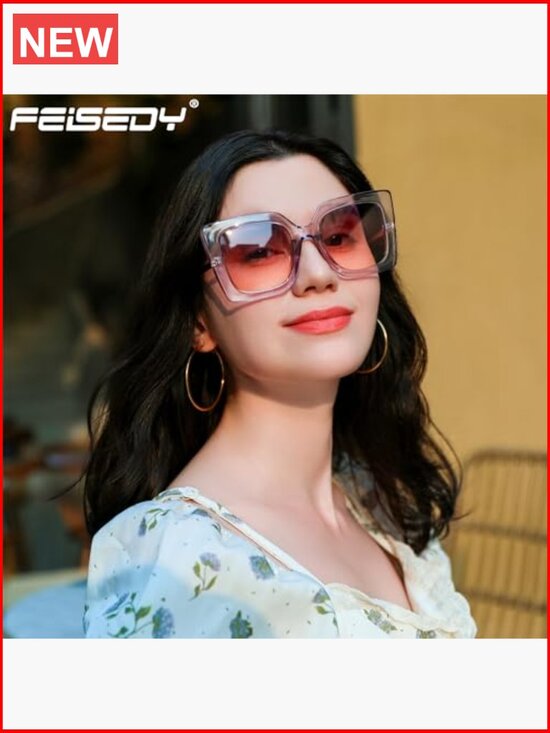 Oversized Square Cat Eye Sunglasses Pearl Inlay UV400 Protection main image 4
